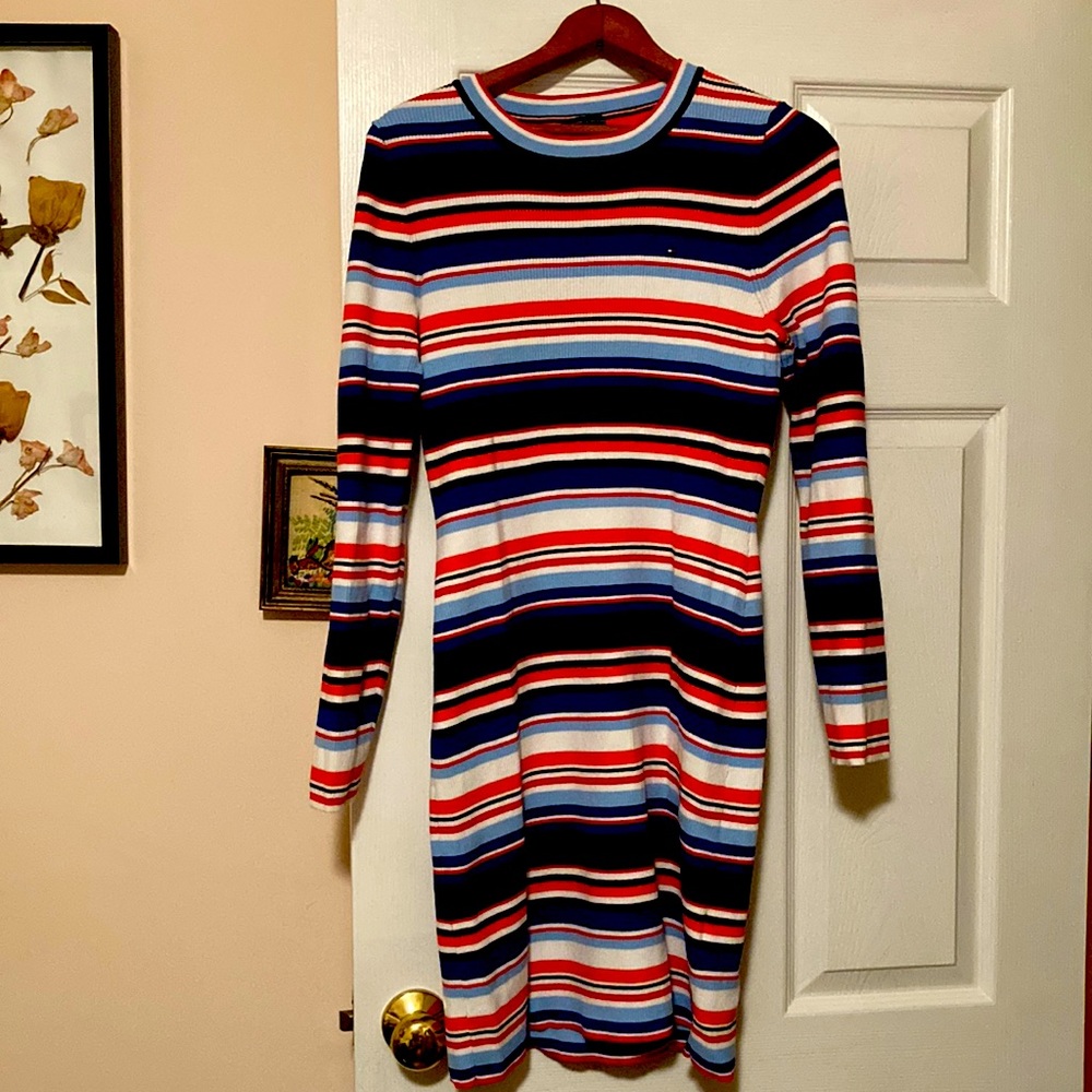 Multicolored Striped Sweater Dress